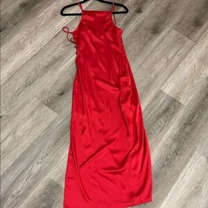 Zara Red Halter Backless Gown